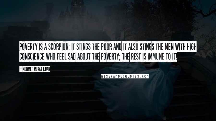 Mehmet Murat Ildan Quotes: Poverty is a scorpion; it stings the poor and it also stings the men with high conscience who feel sad about the poverty; the rest is immune to it!