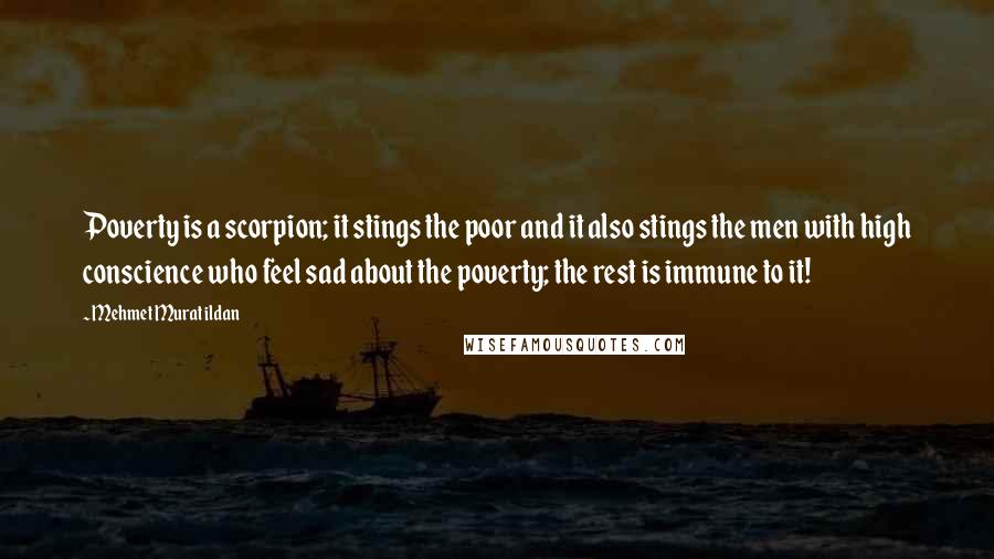 Mehmet Murat Ildan Quotes: Poverty is a scorpion; it stings the poor and it also stings the men with high conscience who feel sad about the poverty; the rest is immune to it!