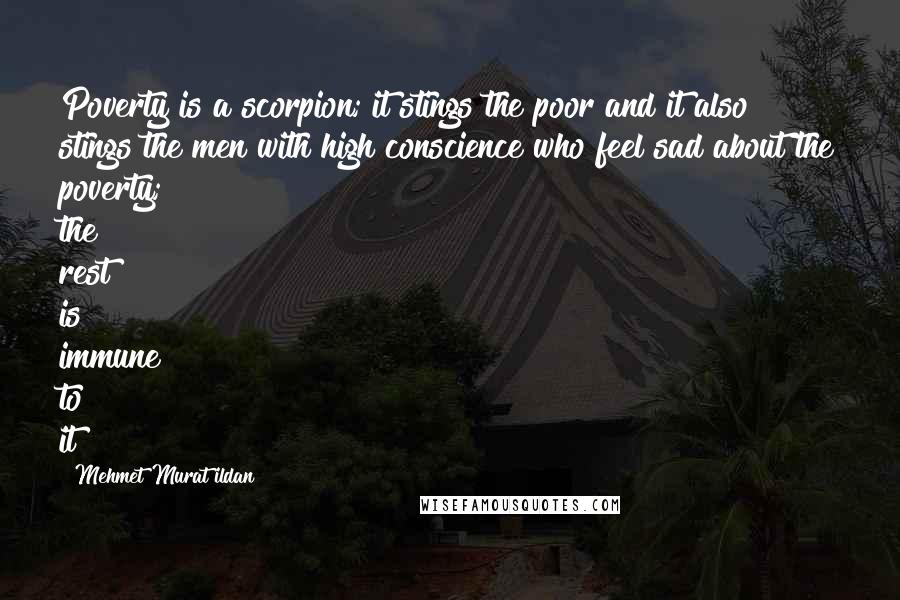 Mehmet Murat Ildan Quotes: Poverty is a scorpion; it stings the poor and it also stings the men with high conscience who feel sad about the poverty; the rest is immune to it!