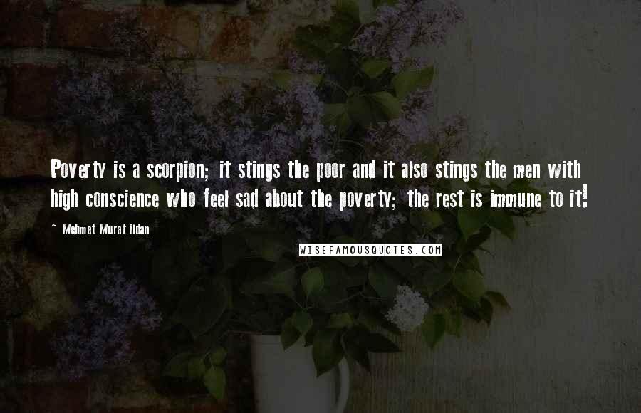 Mehmet Murat Ildan Quotes: Poverty is a scorpion; it stings the poor and it also stings the men with high conscience who feel sad about the poverty; the rest is immune to it!