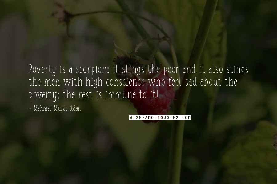 Mehmet Murat Ildan Quotes: Poverty is a scorpion; it stings the poor and it also stings the men with high conscience who feel sad about the poverty; the rest is immune to it!