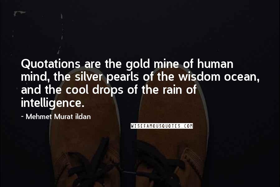 Mehmet Murat Ildan Quotes: Quotations are the gold mine of human mind, the silver pearls of the wisdom ocean, and the cool drops of the rain of intelligence.