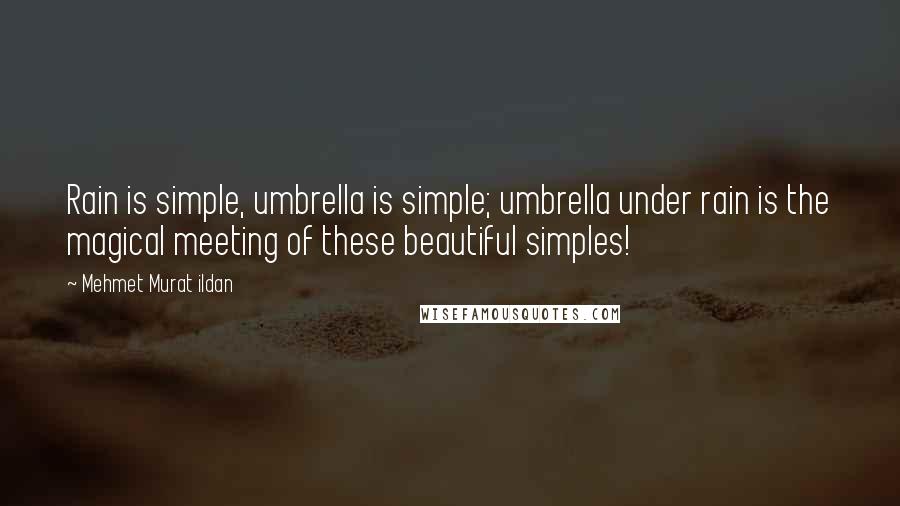 Mehmet Murat Ildan Quotes: Rain is simple, umbrella is simple; umbrella under rain is the magical meeting of these beautiful simples!