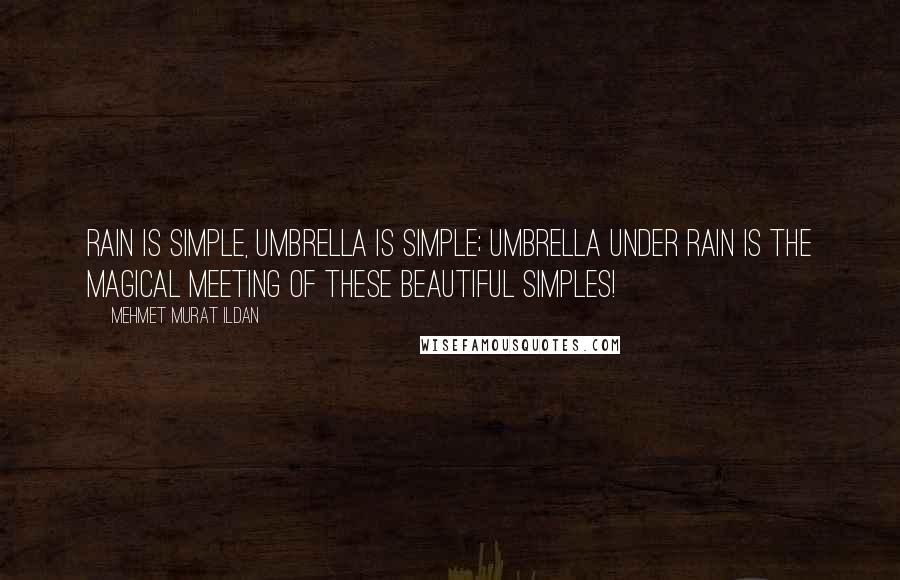 Mehmet Murat Ildan Quotes: Rain is simple, umbrella is simple; umbrella under rain is the magical meeting of these beautiful simples!