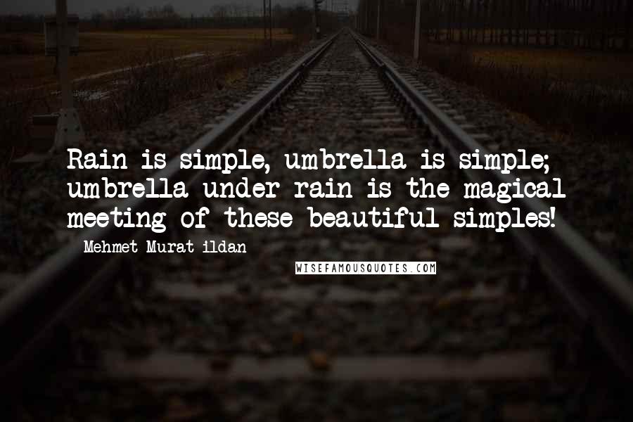 Mehmet Murat Ildan Quotes: Rain is simple, umbrella is simple; umbrella under rain is the magical meeting of these beautiful simples!