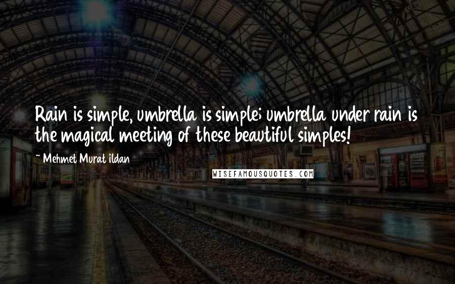 Mehmet Murat Ildan Quotes: Rain is simple, umbrella is simple; umbrella under rain is the magical meeting of these beautiful simples!