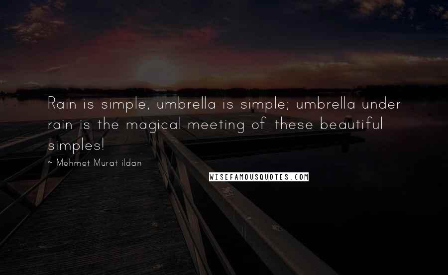 Mehmet Murat Ildan Quotes: Rain is simple, umbrella is simple; umbrella under rain is the magical meeting of these beautiful simples!