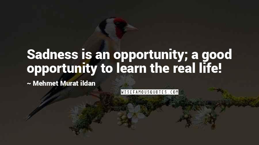 Mehmet Murat Ildan Quotes: Sadness is an opportunity; a good opportunity to learn the real life!