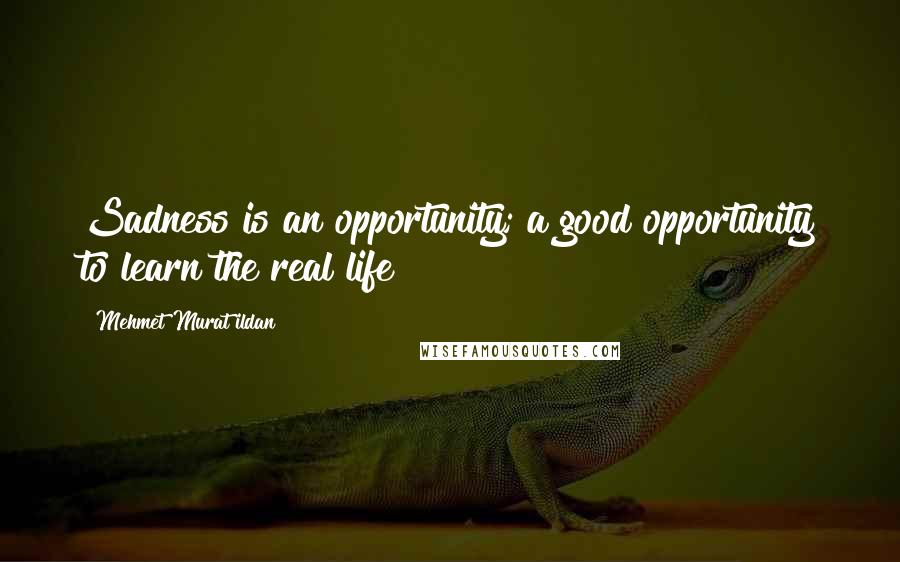 Mehmet Murat Ildan Quotes: Sadness is an opportunity; a good opportunity to learn the real life!