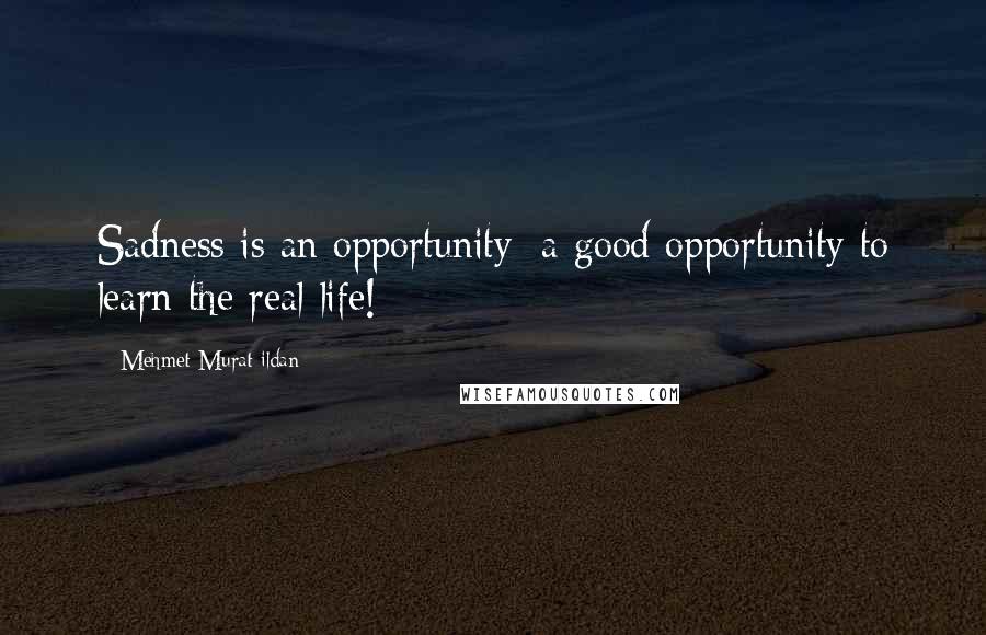 Mehmet Murat Ildan Quotes: Sadness is an opportunity; a good opportunity to learn the real life!