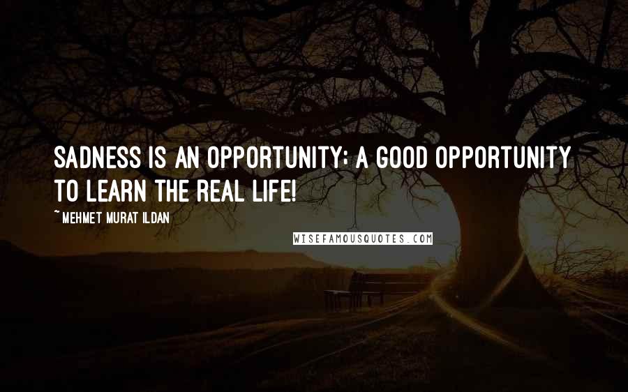 Mehmet Murat Ildan Quotes: Sadness is an opportunity; a good opportunity to learn the real life!