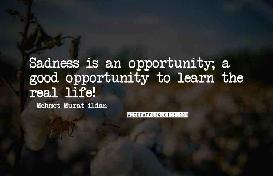 Mehmet Murat Ildan Quotes: Sadness is an opportunity; a good opportunity to learn the real life!