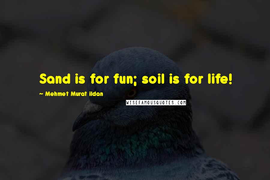 Mehmet Murat Ildan Quotes: Sand is for fun; soil is for life!