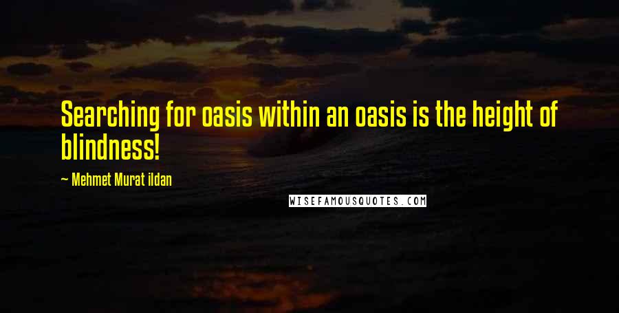 Mehmet Murat Ildan Quotes: Searching for oasis within an oasis is the height of blindness!