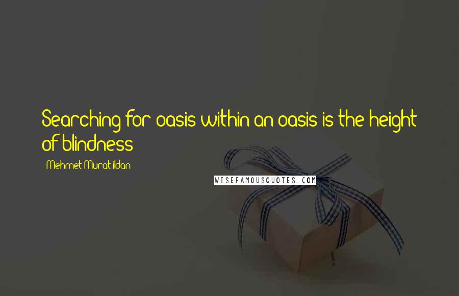 Mehmet Murat Ildan Quotes: Searching for oasis within an oasis is the height of blindness!