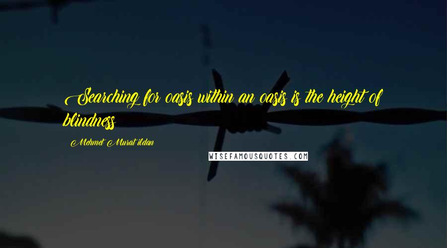 Mehmet Murat Ildan Quotes: Searching for oasis within an oasis is the height of blindness!