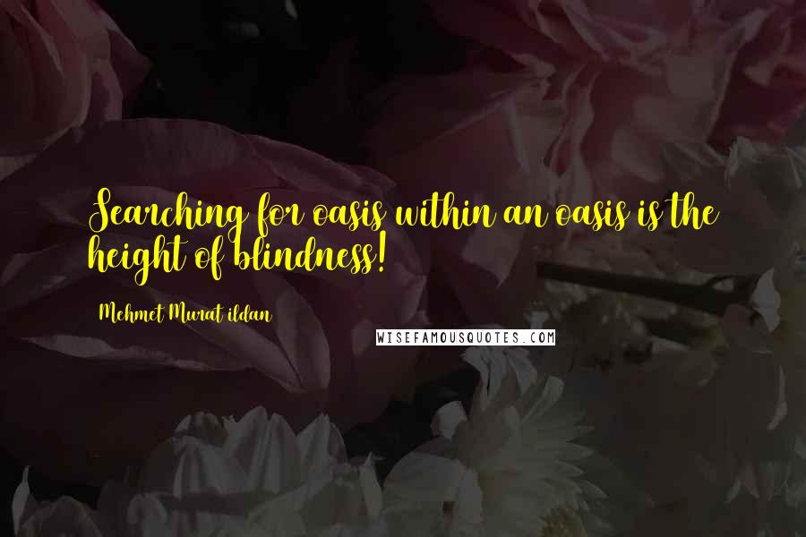 Mehmet Murat Ildan Quotes: Searching for oasis within an oasis is the height of blindness!