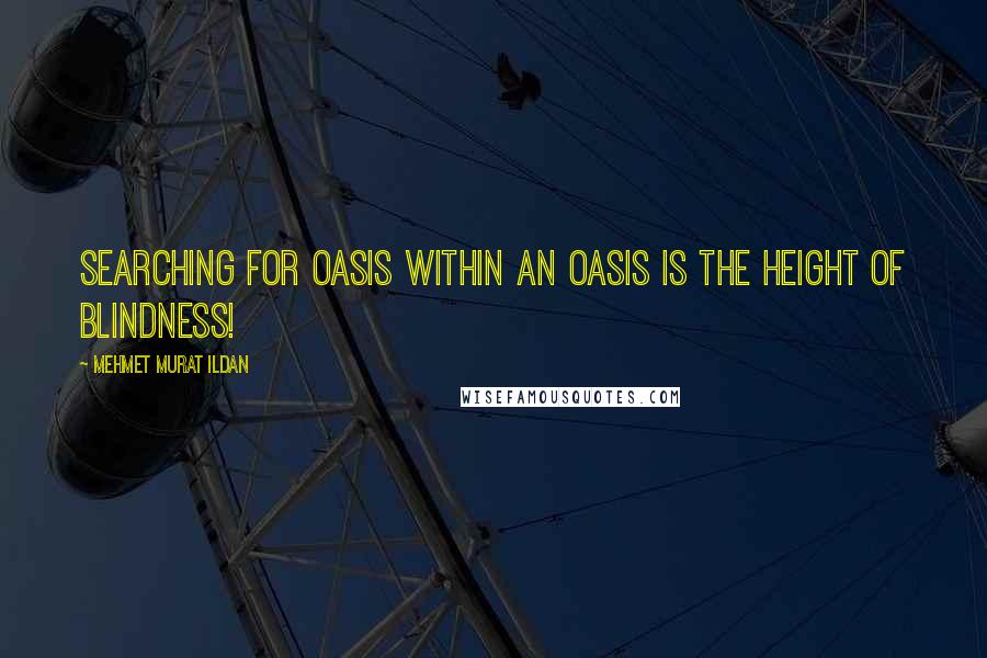Mehmet Murat Ildan Quotes: Searching for oasis within an oasis is the height of blindness!