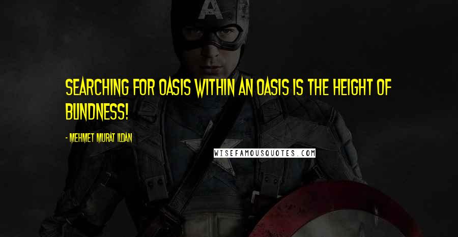 Mehmet Murat Ildan Quotes: Searching for oasis within an oasis is the height of blindness!