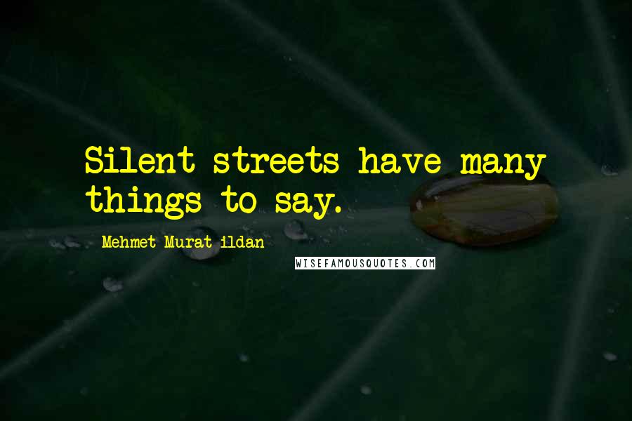 Mehmet Murat Ildan Quotes: Silent streets have many things to say.