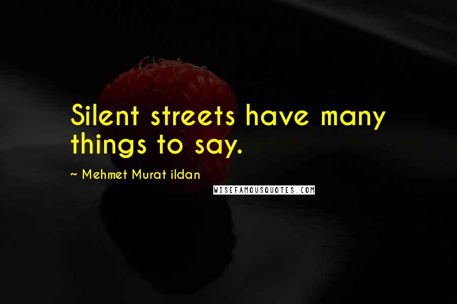 Mehmet Murat Ildan Quotes: Silent streets have many things to say.