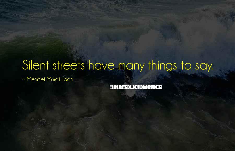 Mehmet Murat Ildan Quotes: Silent streets have many things to say.