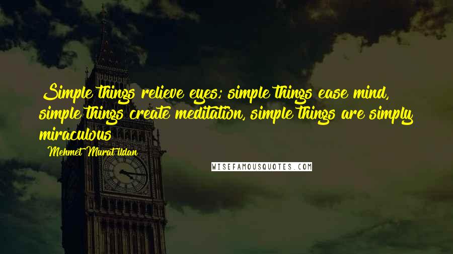 Mehmet Murat Ildan Quotes: Simple things relieve eyes; simple things ease mind, simple things create meditation, simple things are simply miraculous!