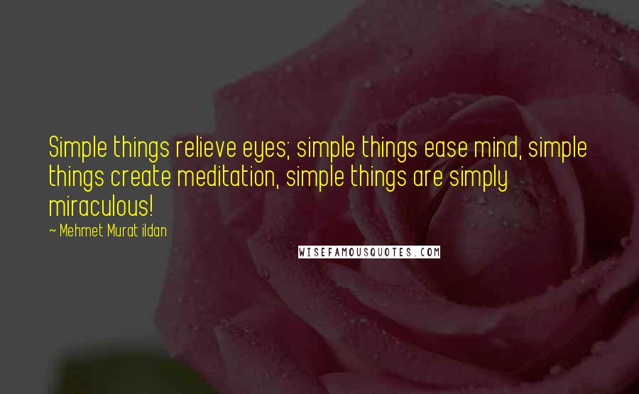 Mehmet Murat Ildan Quotes: Simple things relieve eyes; simple things ease mind, simple things create meditation, simple things are simply miraculous!