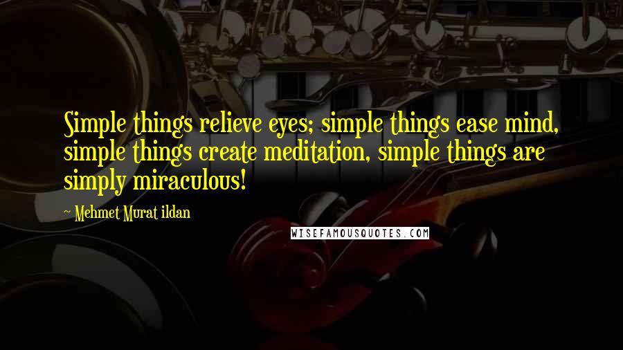 Mehmet Murat Ildan Quotes: Simple things relieve eyes; simple things ease mind, simple things create meditation, simple things are simply miraculous!