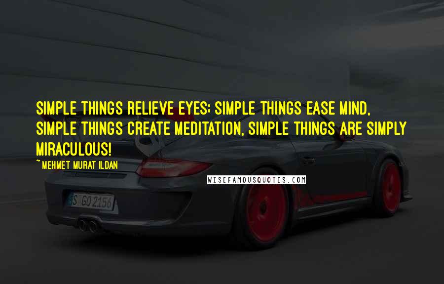 Mehmet Murat Ildan Quotes: Simple things relieve eyes; simple things ease mind, simple things create meditation, simple things are simply miraculous!