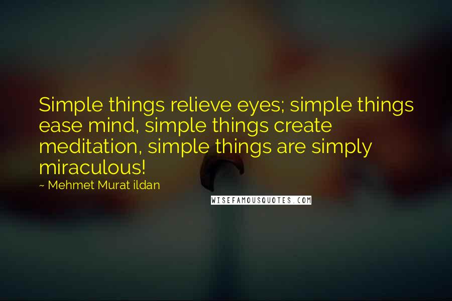 Mehmet Murat Ildan Quotes: Simple things relieve eyes; simple things ease mind, simple things create meditation, simple things are simply miraculous!