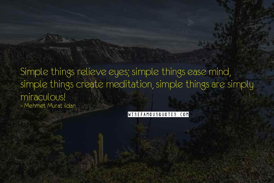 Mehmet Murat Ildan Quotes: Simple things relieve eyes; simple things ease mind, simple things create meditation, simple things are simply miraculous!