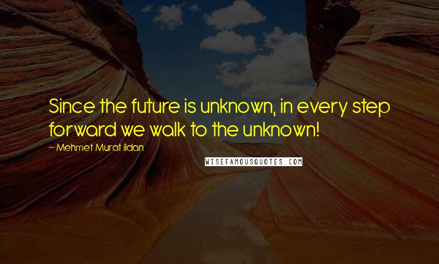 Mehmet Murat Ildan Quotes: Since the future is unknown, in every step forward we walk to the unknown!