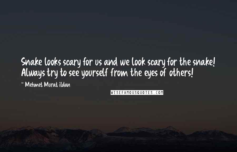 Mehmet Murat Ildan Quotes: Snake looks scary for us and we look scary for the snake! Always try to see yourself from the eyes of others!