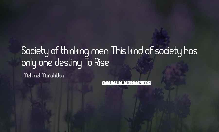 Mehmet Murat Ildan Quotes: Society of thinking men! This kind of society has only one destiny: To Rise!