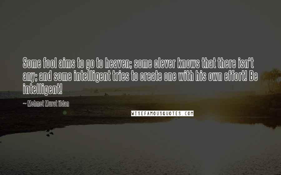 Mehmet Murat Ildan Quotes: Some fool aims to go to heaven; some clever knows that there isn't any; and some intelligent tries to create one with his own effort! Be intelligent!