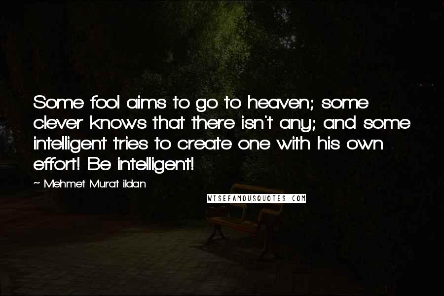 Mehmet Murat Ildan Quotes: Some fool aims to go to heaven; some clever knows that there isn't any; and some intelligent tries to create one with his own effort! Be intelligent!