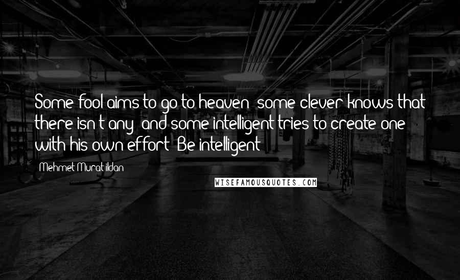 Mehmet Murat Ildan Quotes: Some fool aims to go to heaven; some clever knows that there isn't any; and some intelligent tries to create one with his own effort! Be intelligent!