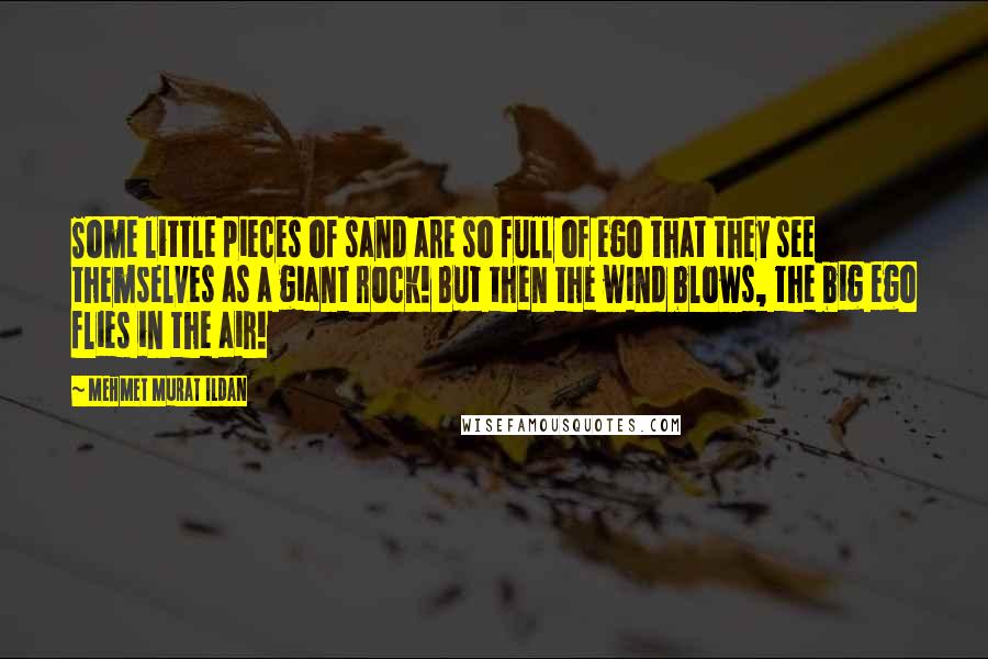 Mehmet Murat Ildan Quotes: Some little pieces of sand are so full of ego that they see themselves as a giant rock! But then the wind blows, the big ego flies in the air!