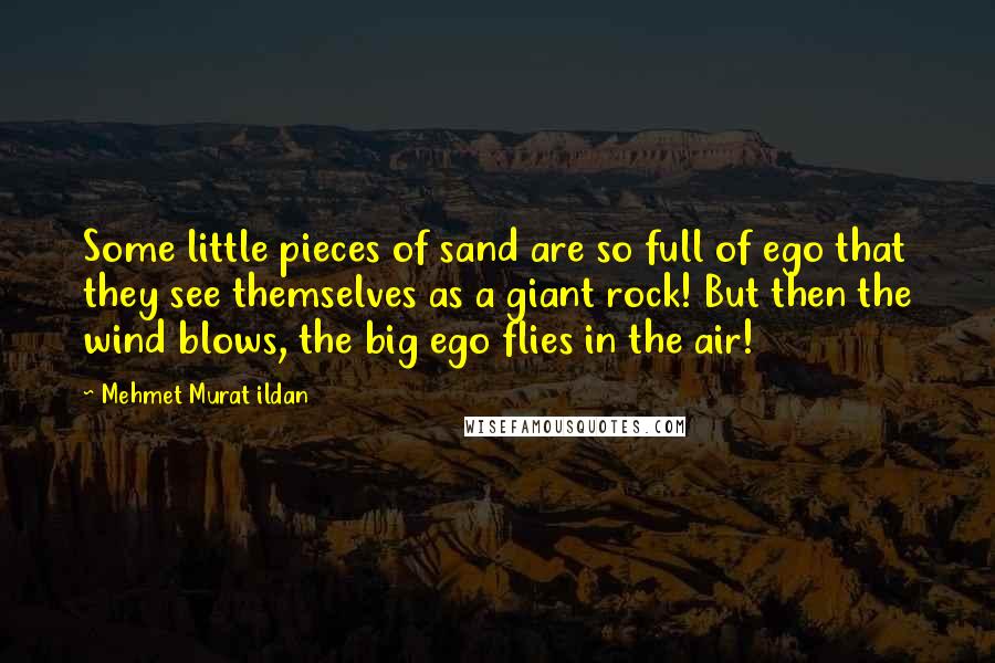 Mehmet Murat Ildan Quotes: Some little pieces of sand are so full of ego that they see themselves as a giant rock! But then the wind blows, the big ego flies in the air!