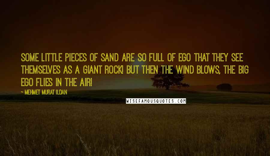 Mehmet Murat Ildan Quotes: Some little pieces of sand are so full of ego that they see themselves as a giant rock! But then the wind blows, the big ego flies in the air!