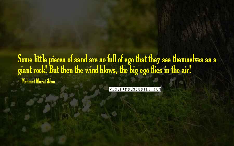 Mehmet Murat Ildan Quotes: Some little pieces of sand are so full of ego that they see themselves as a giant rock! But then the wind blows, the big ego flies in the air!