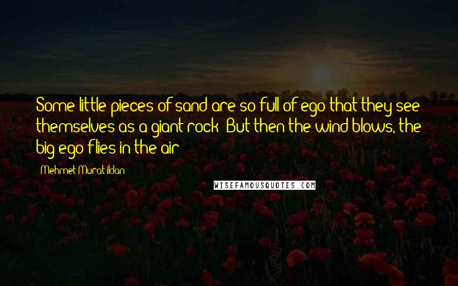 Mehmet Murat Ildan Quotes: Some little pieces of sand are so full of ego that they see themselves as a giant rock! But then the wind blows, the big ego flies in the air!