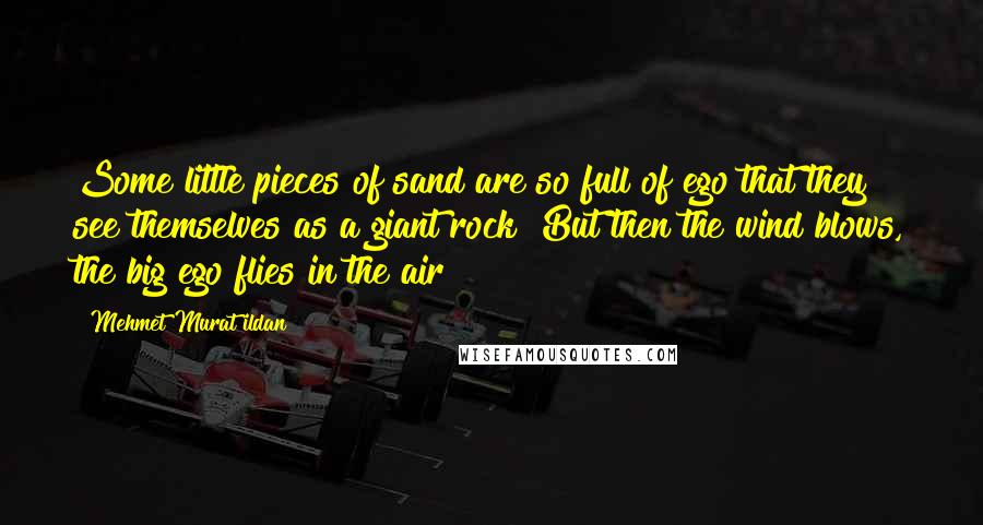 Mehmet Murat Ildan Quotes: Some little pieces of sand are so full of ego that they see themselves as a giant rock! But then the wind blows, the big ego flies in the air!