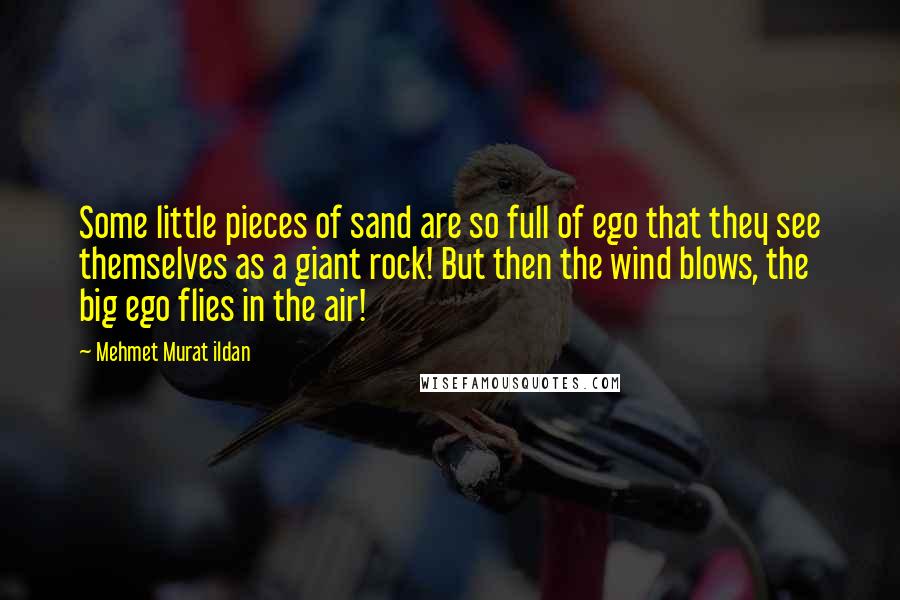 Mehmet Murat Ildan Quotes: Some little pieces of sand are so full of ego that they see themselves as a giant rock! But then the wind blows, the big ego flies in the air!