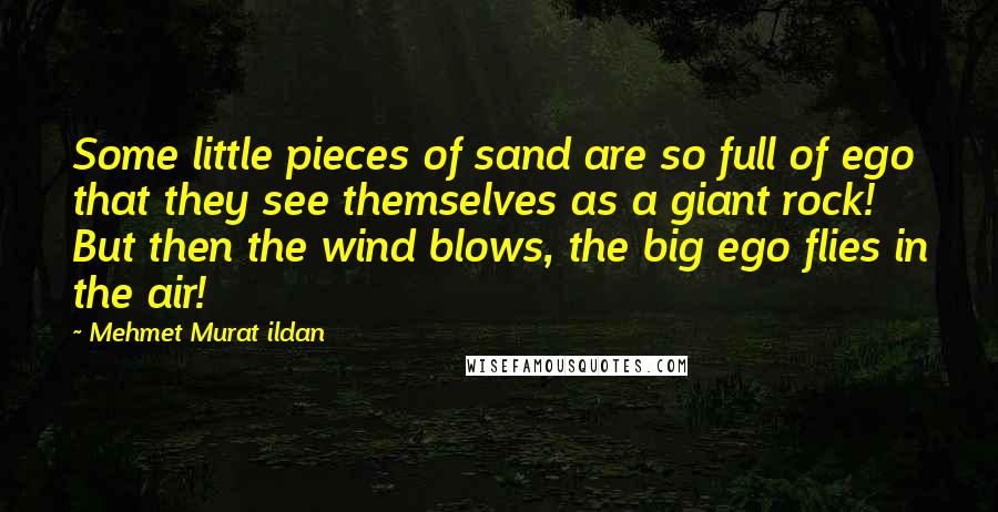 Mehmet Murat Ildan Quotes: Some little pieces of sand are so full of ego that they see themselves as a giant rock! But then the wind blows, the big ego flies in the air!