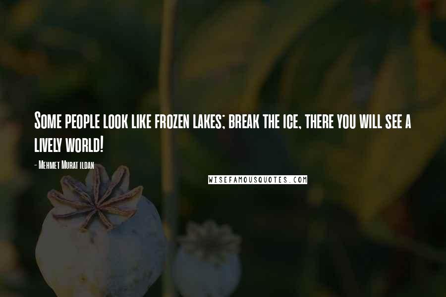 Mehmet Murat Ildan Quotes: Some people look like frozen lakes; break the ice, there you will see a lively world!