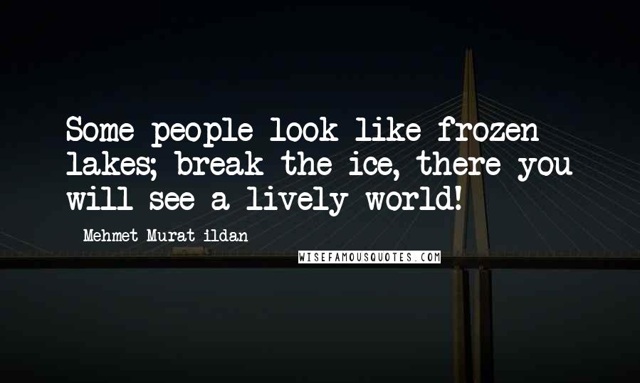Mehmet Murat Ildan Quotes: Some people look like frozen lakes; break the ice, there you will see a lively world!
