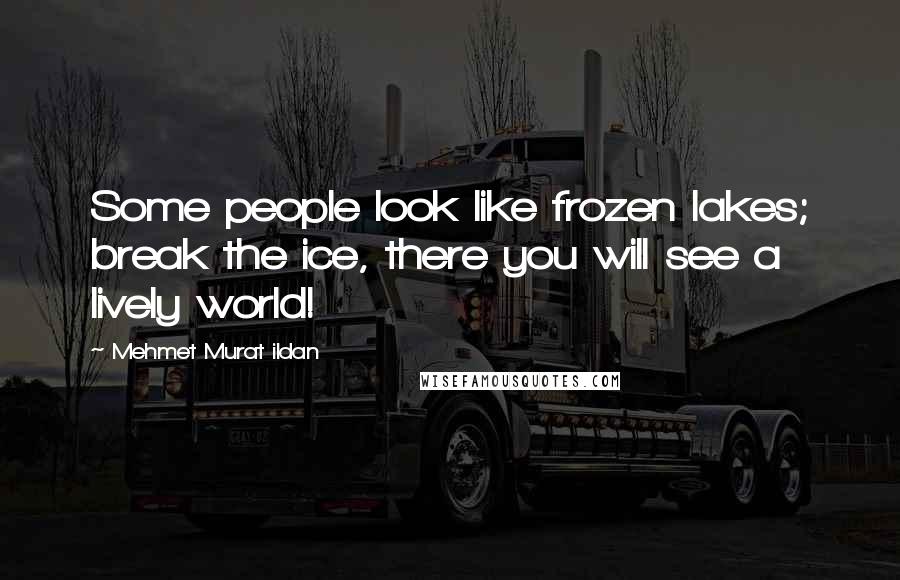 Mehmet Murat Ildan Quotes: Some people look like frozen lakes; break the ice, there you will see a lively world!
