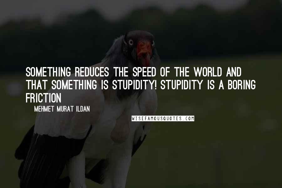Mehmet Murat Ildan Quotes: Something reduces the speed of the world and that something is stupidity! Stupidity is a boring friction